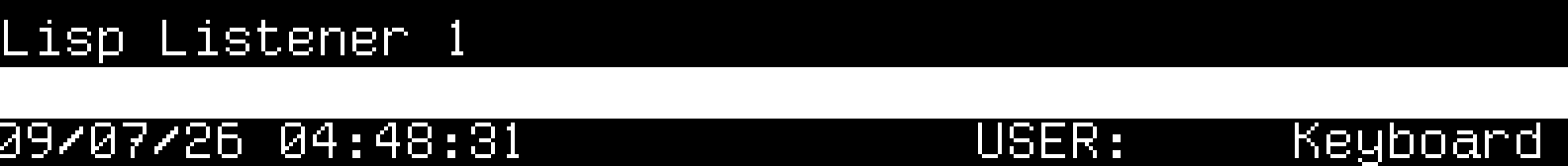 The window label Lisp Listener 1 above the who-line: 09/07/26 04:48:31, USER:, Keyboard